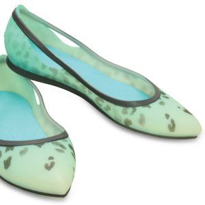 Crocs Aqua Rio Leopard Fade Pool Ballerina Flats / W10